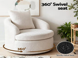 Artiss Round Swivel Armchair Extra Pillow White UPHO-B-ARM11-SWL-WH