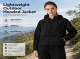 Black L Size Women's Lightweight Hooded Windbreaker Jacket - Nylon, Waterproof, Windproof, Sun V888-ELOSUNG53794