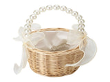 2pcs Pearl Carrying Basket Brown Rattan Small Pearl Handle Flower Basket for Wedding Gift Packaging V1294-YM0523-220331XY0138