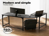 Artiss Computer Desk L-Shape Corner Desks Ergonomic Office Chair Mesh Chairs MET-DESK-L-003-FZ20-BK