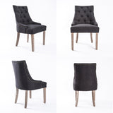 2X French Provincial Dining Chair Oak Leg AMOUR BLACK V274-FT-FC8443-BK