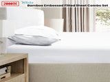 Ramesses 2000TC Bamboo Embossed Fitted Sheet Combo Set White King Single V442-KIT-FITTEDSS-2000TCBAMBOO-WHITE-KS