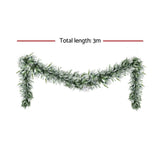 Jingle Jollys 3M Christmas Garland Pre-lit LED Lights Snow Frosted Tips Decor XM-TR-GAR-SNOW-3M-LED