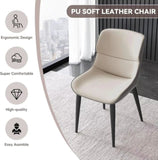 Dark Grey Italian Minimal List Dining Chairs PU Retro Chair Cafe Kitchen Modern Metal Legs x2 V255-I-DICHAIR-DR-GREY
