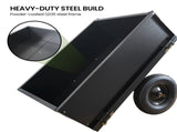 Kartrite Heavy Duty Dump Cart 270kg Capacity Pneumatic Tyres Quick Release Pedal Removable Tail TLY-SPR-39C-BK