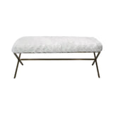 Interior Ave - Oxley Fur Bench - White & Gold V355-IA-B-OWG
