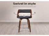 Artiss 2x Bar Stools Swivel Leather Chair 76cm BA-TW-8569-H76-BKX2-AB