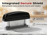 Meat Tenderizer with 48 Stainless Steel Blade, Ultra Sharp Needle Blades Professional Spring-Loaded V1366-AZ2-W-15209