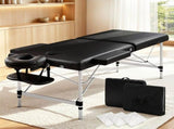 Zenses Massage Table 70cm Portable 2 Fold Aluminium Beauty Bed Black MT-ALUM-2FOLD-BK-70