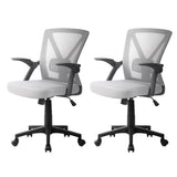 Artiss 2x Mesh Office Chair Mid Back Grey OCHAIR-H-M02-GYX2