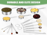 Measuring Cups and Spoons Set of 16,5 Stainless Steel Nesting Measuring Cups 5 Spoons,1 Leveler V1369-AZ3-W-22166