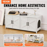 Cat Litter Box Enclosure Wooden Litter Box Furniture Hidden 2 Rooms White V952-JSDMMSPWQ472Z9PLHV0
