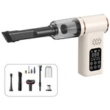 Beige 4-in-1 Car Vacuum Cleaner and Tyre Inflator Portable Cordless Air Pump with LED Light and V888-ELOSUNG40841