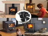 Wood Stove Fan 5 Blades Newly designed Small Heat Powered Fans Fireplace Eco Fans for Wood/Log V1192-AZ-W-10423