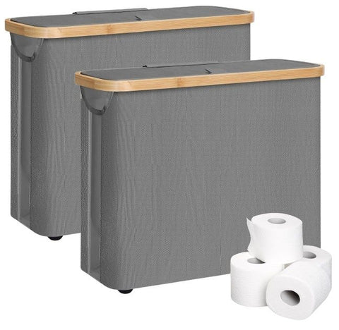 CARLA HOME 2 pack Toilet Paper Storage Basket Holds Up to 12 Rolls with Bamboo Lid and Handle for RV LSB-36240