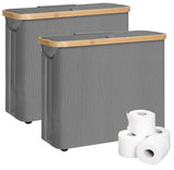 CARLA HOME 2 pack Toilet Paper Storage Basket Holds Up to 12 Rolls with Bamboo Lid and Handle for RV V178-36240