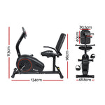 Everfit Exercise Bike Magnetic Recumbent Indoor Cycling Home Gym Cardio 8 Level EB-F-RB-01-BK