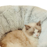 Grey Luxury Plush Cat Bed with Hidden Tunnel - Soft Round Pet Bed for Cats and Small Dogs V888-ELOSUNG16329