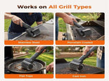 Three-in-One Electric Grill Cleaning Brush with Rechargeable Battery and Three Replaceable Heads for V1341-ZY-SVGPHDUE-BLACK