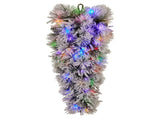 Christabelle 90cm Alpine Snow Christmas Teardrop Pre Lit Multi Function LED Timer Flocked Pine 112_WFLAS90T