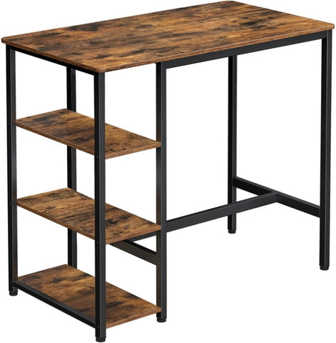 Dining Table with 3 Shelves and Industrial Style Stable Steel Structure, 109 x 60 x 100 cm, Rustic V178-11314