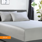 400 thread count bamboo cotton 1 fitted sheet with 2 pillowcases single silver V517-BCFS-SSIL+BCSPC