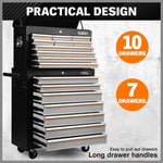 Grey 17 Drawer Tool Box Trolley Cabinet Storage Cart Garage Toolbox Organiser V465-86193_86194