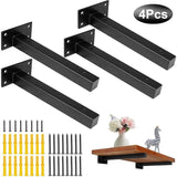 4 Pcs Industrial Wall Shelf Brackets Black Metal with Screws, 250 mm V1188-MS-527-032