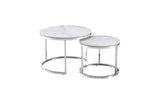 Nesting style Coffee Table - White on Silver - 60cm/45cm V292-NEST-WHT008