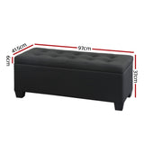 Artiss Storage Ottoman Blanket Box 97cm Linen Black OTM-L2-LINEN-BLACK