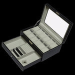 12 Grids Watch Display Case Leather jewellery Storage Box Organiser Lock Key V63-823711