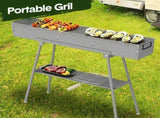 Portable Charcoal Grill Rectangular Folding Stainless Steel BBQ Grill L100xW18cm For Skewer and V985-PORTABLEGRILL