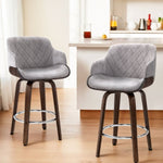 Artiss 4x Bar Stools Swivel Velvet Padded Wooden BA-TW-8908-GYX4