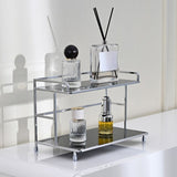 Double-Layer Acrylic and Metal Bathroom Organizer, Countertop Storage Shelf for Cosmetics, Cups, V1192-AZ-W-30043