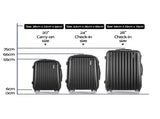 Wanderlite 3 Set Luggage 20-24-28 Inch with TSA Lock Spinner Hard Shell Travel Suitcase Luggage LUG-ABS-SPA-3SET-BK
