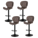 Artiss 4x Bar Stools Kitchen Swivel Gas Lift Counter Chair Wing PE Rattan Brown BA-K-1004-BRX4