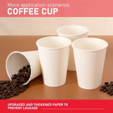 1000x 12oz Premium Paper Coffee Cups in White Bulk Wax Free Extra Strong in White V563-PA1209-50-1BOX