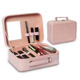 Travel Makeup Case with Mirror - Partitionable Cosmetic Makeup Train Case Waterproof PU Shell V1294-YM0901-H47780P