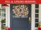 Christabelle 71cm Christmas Wreath Pink Front Door Decoration Jewelled Baubles Flowers Pine Con 112_GUE522