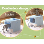 i.Pet Cat Litter Box Large Tray Kitty Toilet Enclosed Hooded Foldable Scoop Blue PET-CLB-BL