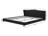 Artiss King Bed Frame Wingback Headboard Charcoal Grey Linen Upholstered Platform Bed Base BFRAME-G-PIER-K-CA-ABC