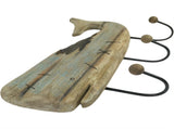 Handcrafted Whale Wall Hanging w 3 Hooks 56cm V637-12813WHL