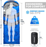 3 Season Lightweight Camping Sleeping Bag, Portable Compact Backpacking Sleep Sack for Outdoor V1265-HWXX-01