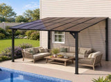 Instahut Gazebo Lean-To Pergola Garden Patio Polycarbonate 356cm X 275cm Brown GAZB-PLC-SRF-33X23-AB
