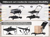 Artiss Shopping Trolley with Wheels 2 Layer w/1 Crate Foldable Trolley Grey SHOPC-JY-1B-GR