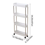4-Tier Slim Storage Cart Bathroom Floor Standing Organizer Rolling Cart Corner Cabinet Shelving Unit V1369-AZ3-W-10217