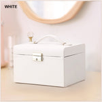 Jewellery Box With Mirror Double Drawers Organizer Storage Lock Case V462-FB-54-03