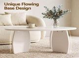 Artiss Round Coffee Table High-Gloss Center Table Minimalist Living Room Furniture 78x35cm Cream FUR-S-COF14-WH