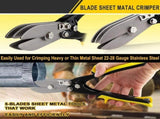 5-Blade Hand Crimper Sheet Metals, 10-1/2" Sheet Metal Crimper Gutter End Cap Duct Crimping V1192-AZ-W-20868