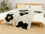 White-black Knitted Sofa Blanket with Plush Side, 130 x 160 cm, 950g, Ideal for Napping and Office V888-ELOSUNG28783
